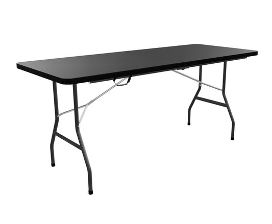 Mesa Plegable 180x70x75 cm Negra Tipo Maleta